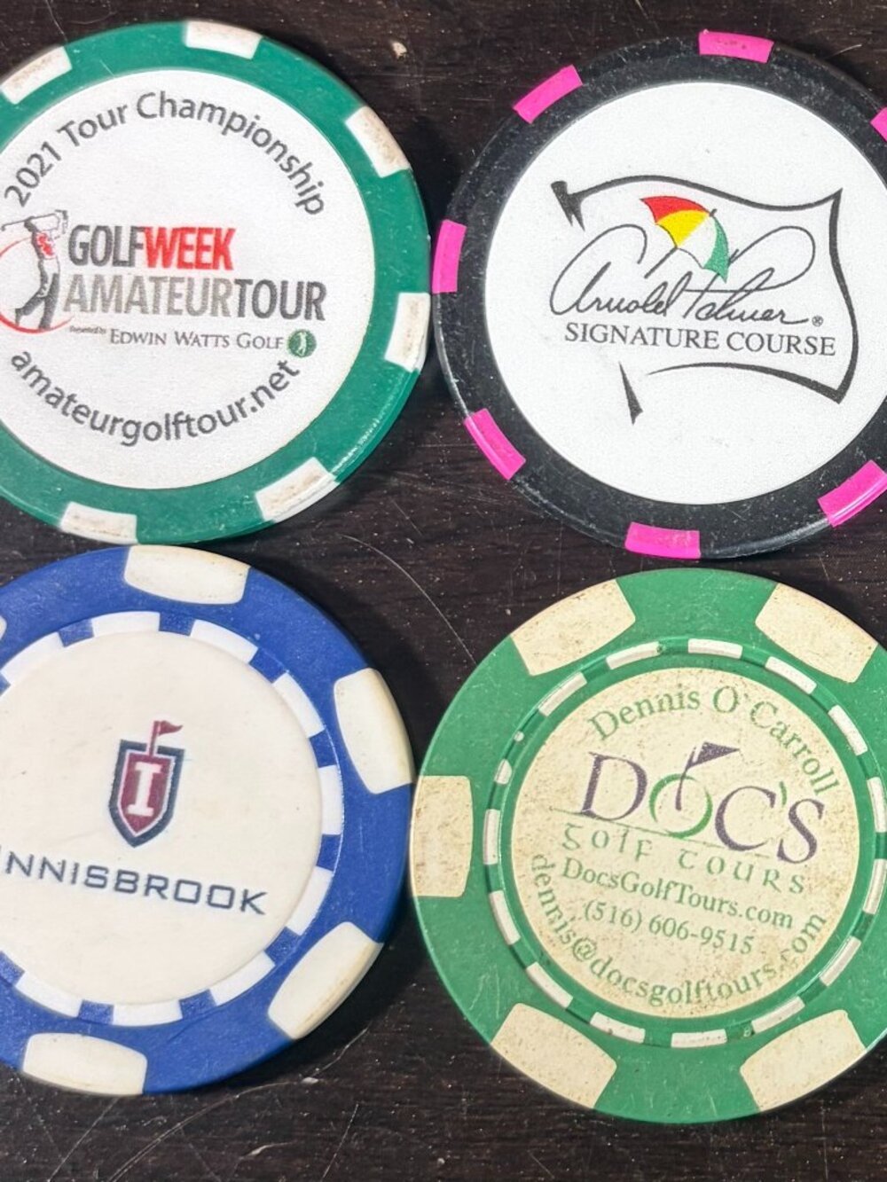Lot of 8 Commemorative Custom Poker Chip Golf Ball Markers - PGA Tour